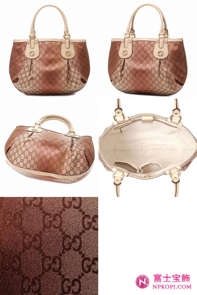 GUCCI/グッチ 2012年春夏新作SCARLETT定番キャンバスGG柄スタッズGディテールミディアムトートバッグ 269953 F854T 8648 